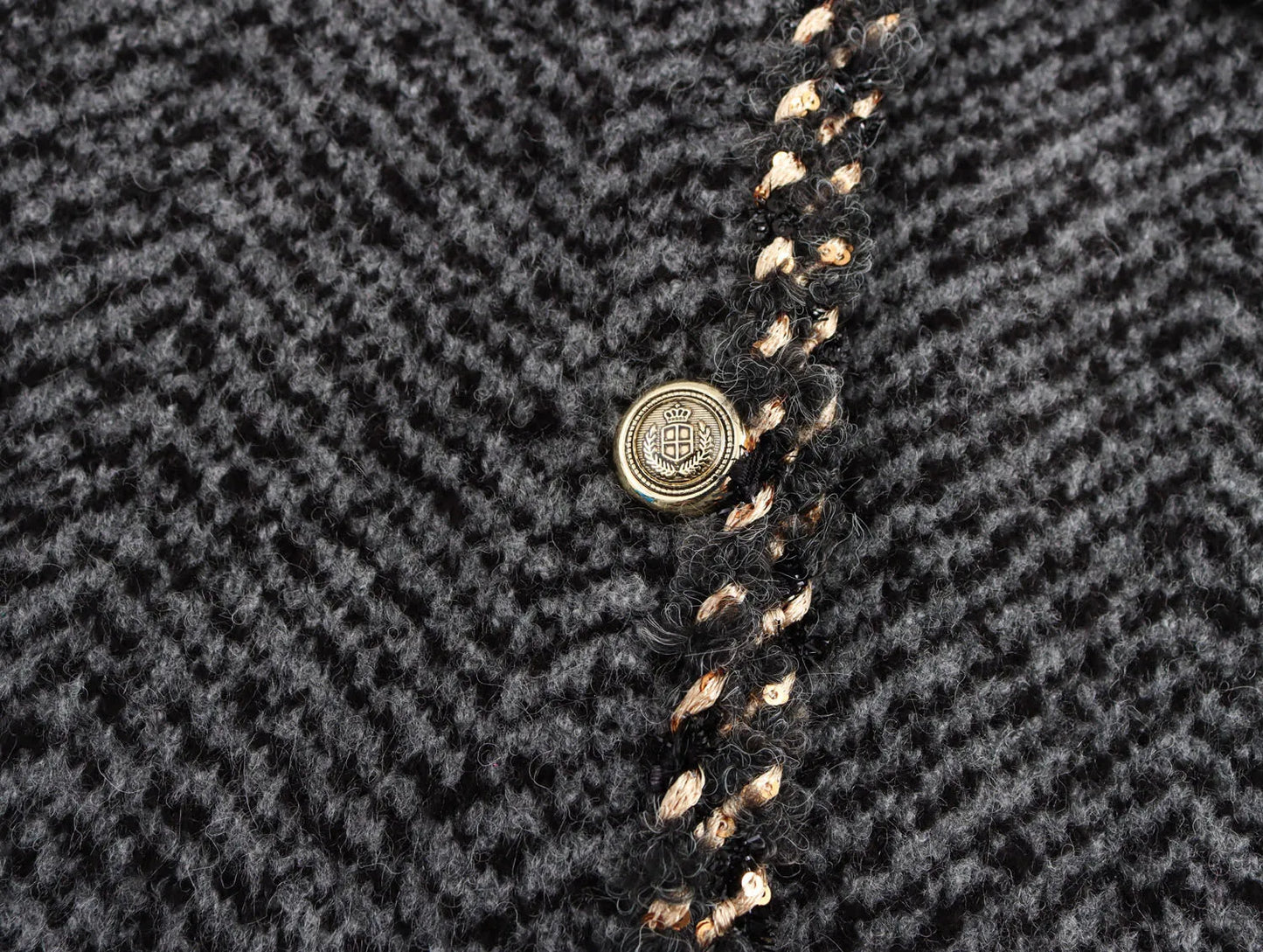 DEEABAE Women's Clothing Trend 2025 Spring Gray Lapel Cardigan Korean Style Trendy Heavy Gold Thread Decoration Outerwears