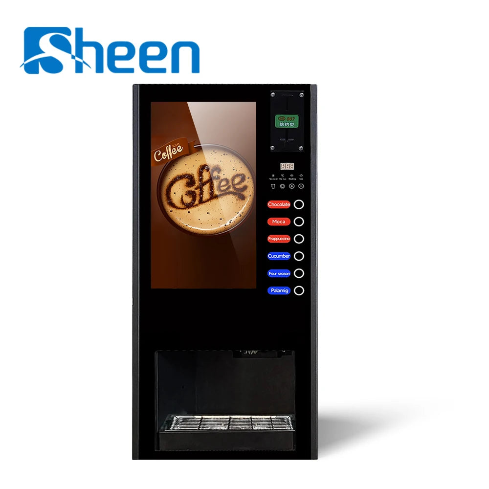 2025 High Quality Cafetera Electric Fully Automatic Kaffeemaschine Hot Commercial Coffee Vending Machine with Autometic Cup Drop