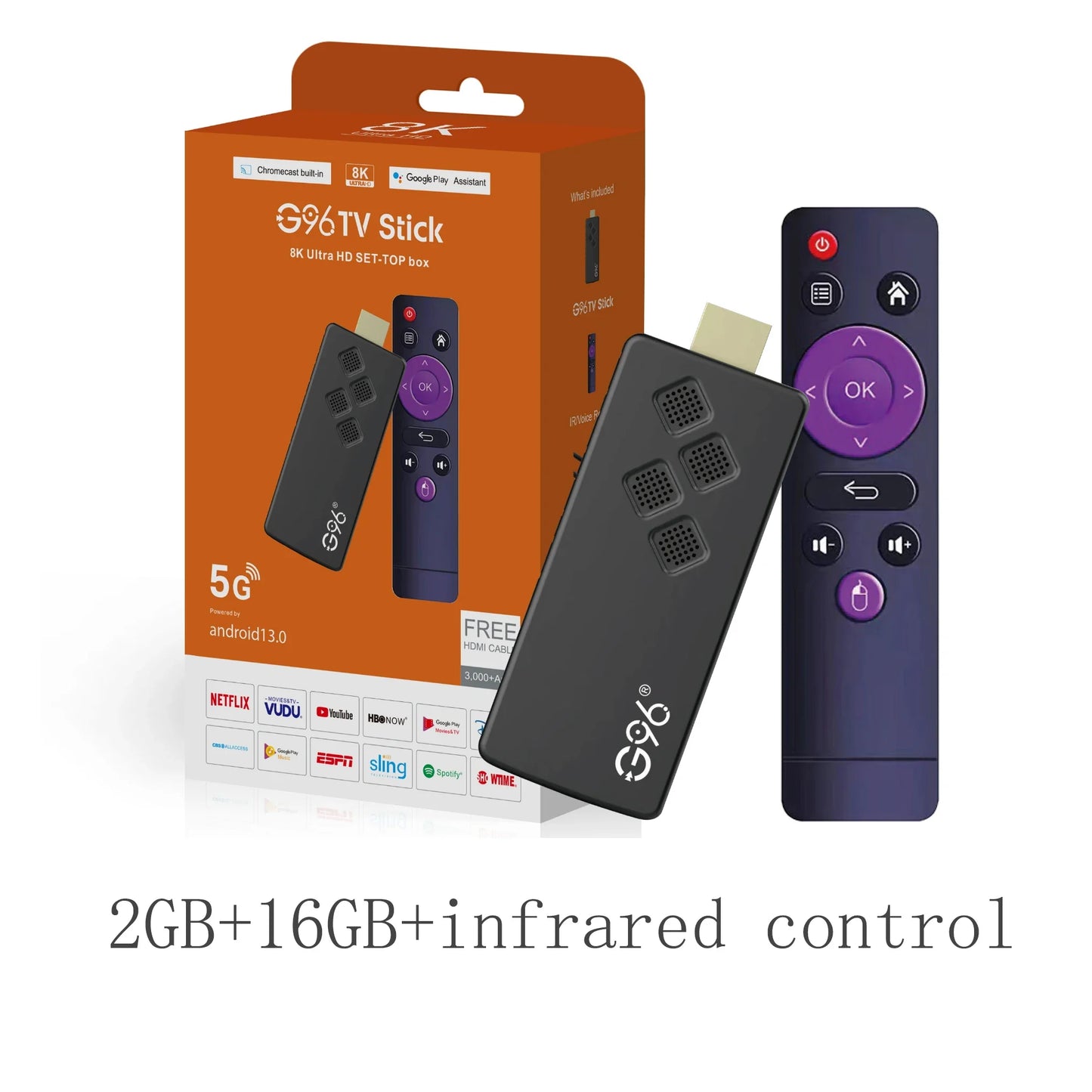 G96 Q2 Global Version TV Stick Google Assistant Android 13.0 4K Allwinner H313 Quad Core Portable Streaming Media Player