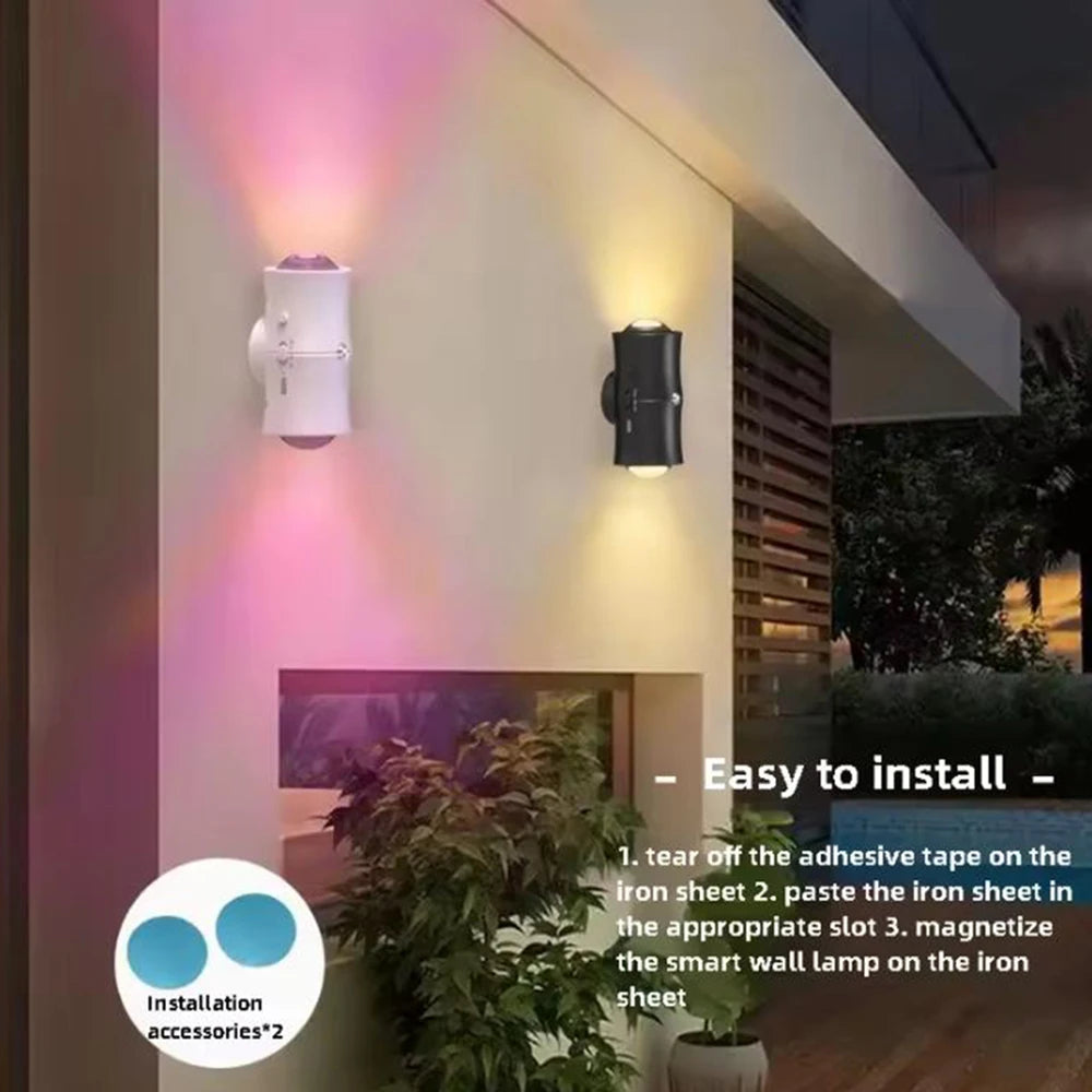 Motion Sensor LED RGB Night Light USB Charging Double Head Intelligent Human Induction 7Color Wall Lamp Suitable for Stair Aisle