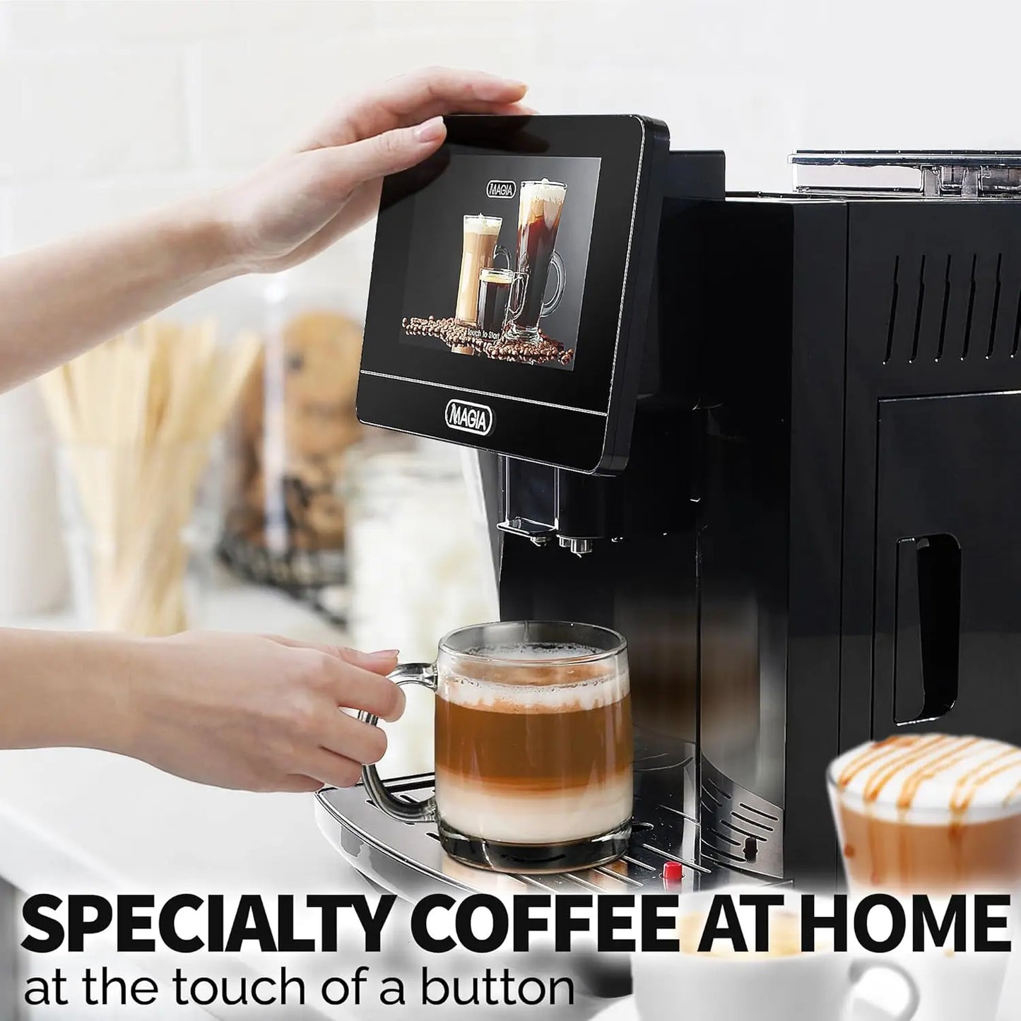 Automatic Espresso Machine With Grinder - 19 Customizable Coffee Options - Auto-Cleaning For Easy Maintenance - Milk-Foam