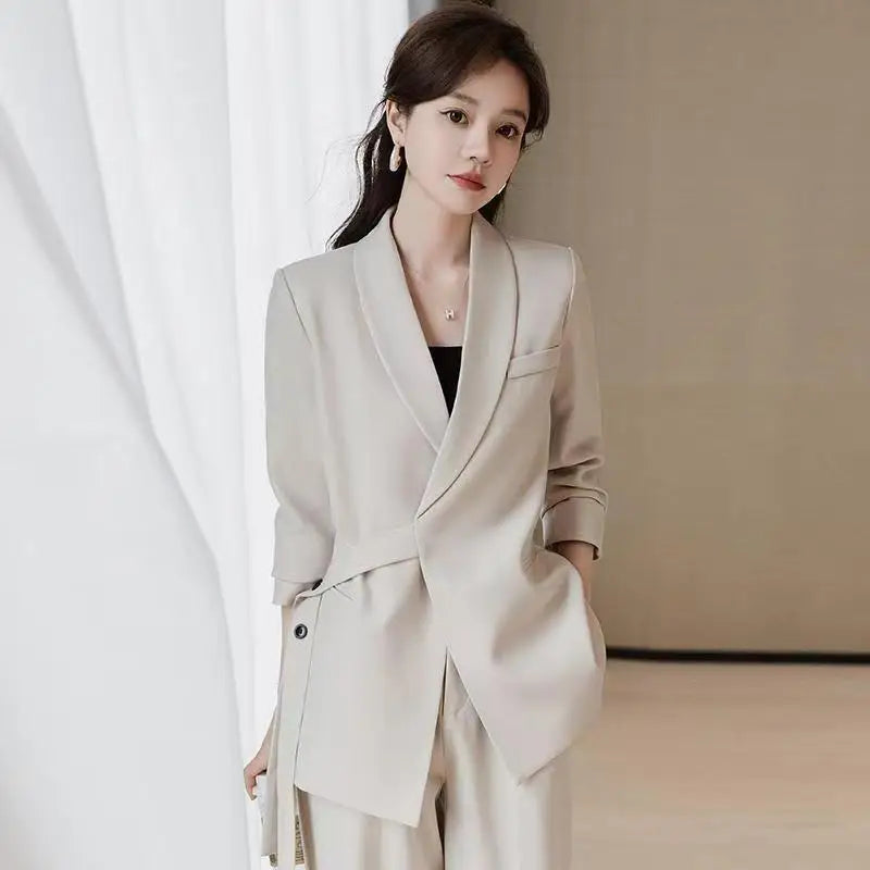 plus Size Faion Set Korean Sle High Waist Long Pants Slimming Outerwear Wide Leg Pants Two Piece Set Conceals Belly