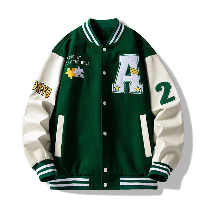 Men's Embroidered Jacket Baseball Jacket American Retro Couple Jacket Brown School Uniform Jacket Autumn Jacket Fashionable