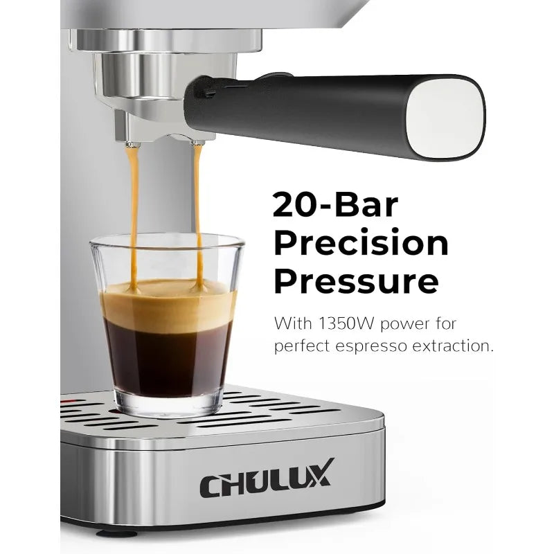 Kom-Pro Espresso Machine 20 Bar, Semi Automatic Stainless Steel Coffee Machine for Home Latte Cappuccino Espresso Maker
