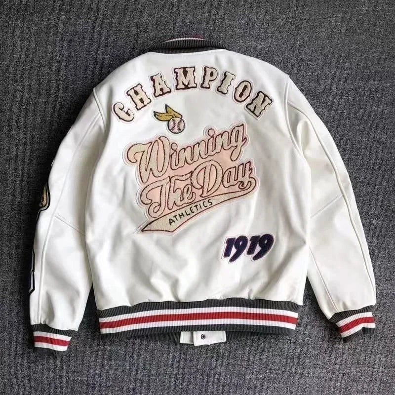 Streetwear Men Bomber Varsity Jackets Embroidery Pu Leather Jacket Baseball Motorcycle Coat Outerwear Winter Men Clothing Unisex