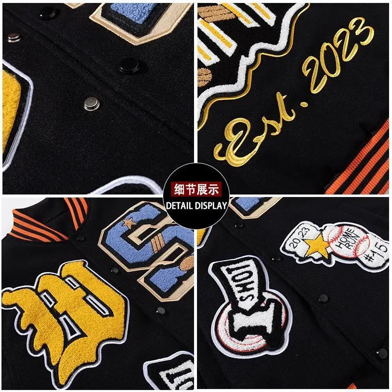 Embroidered Baseball Uniform for Men Spring Autumn Bomber Jackets Vintage Varsity Jackets Women Outerwears Fashion Men Clothing
