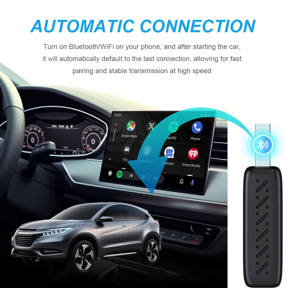 2in1 Wireless Carplay&Android Auto Box 2in1 Wired to Wireless Dongle Automatic Connect Adapter Bluetooth Plug&Play Mini Box