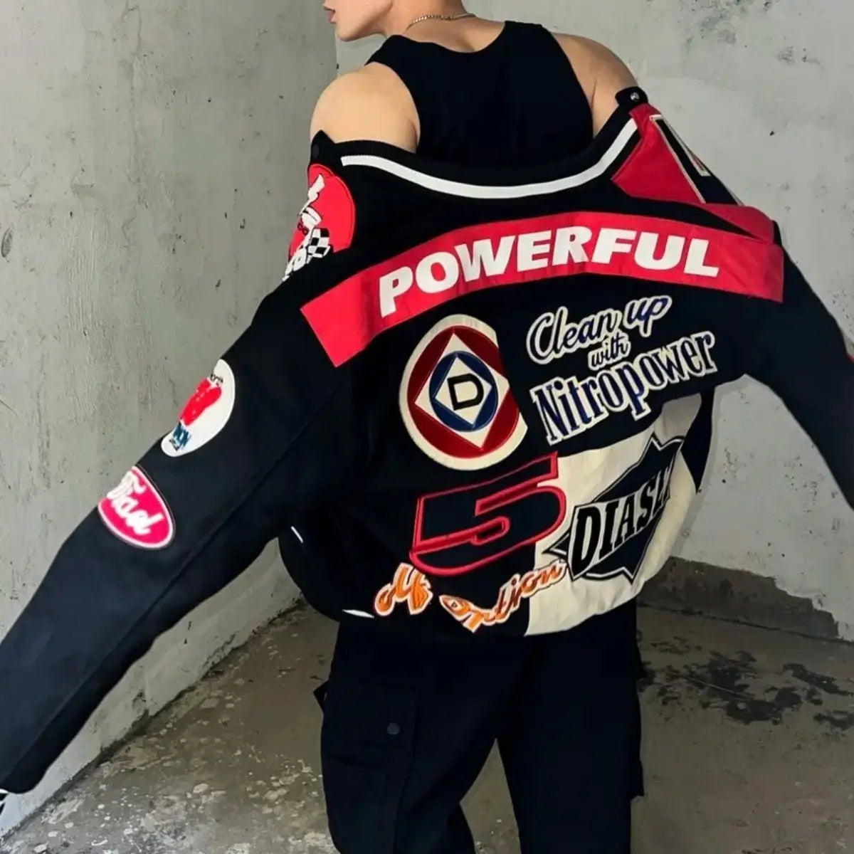 Hip-hop embroidery contrasting color stitching baseball uniform autumn and winter motorcycle loose heavy industry couple jacket
