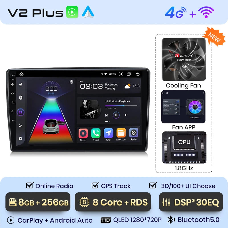 Junsun V1 Plus Car Radio For Citroen C5 2008 - 2017 wireless CarPlay Android Auto car intelligent systems No 2 din 2din DVD