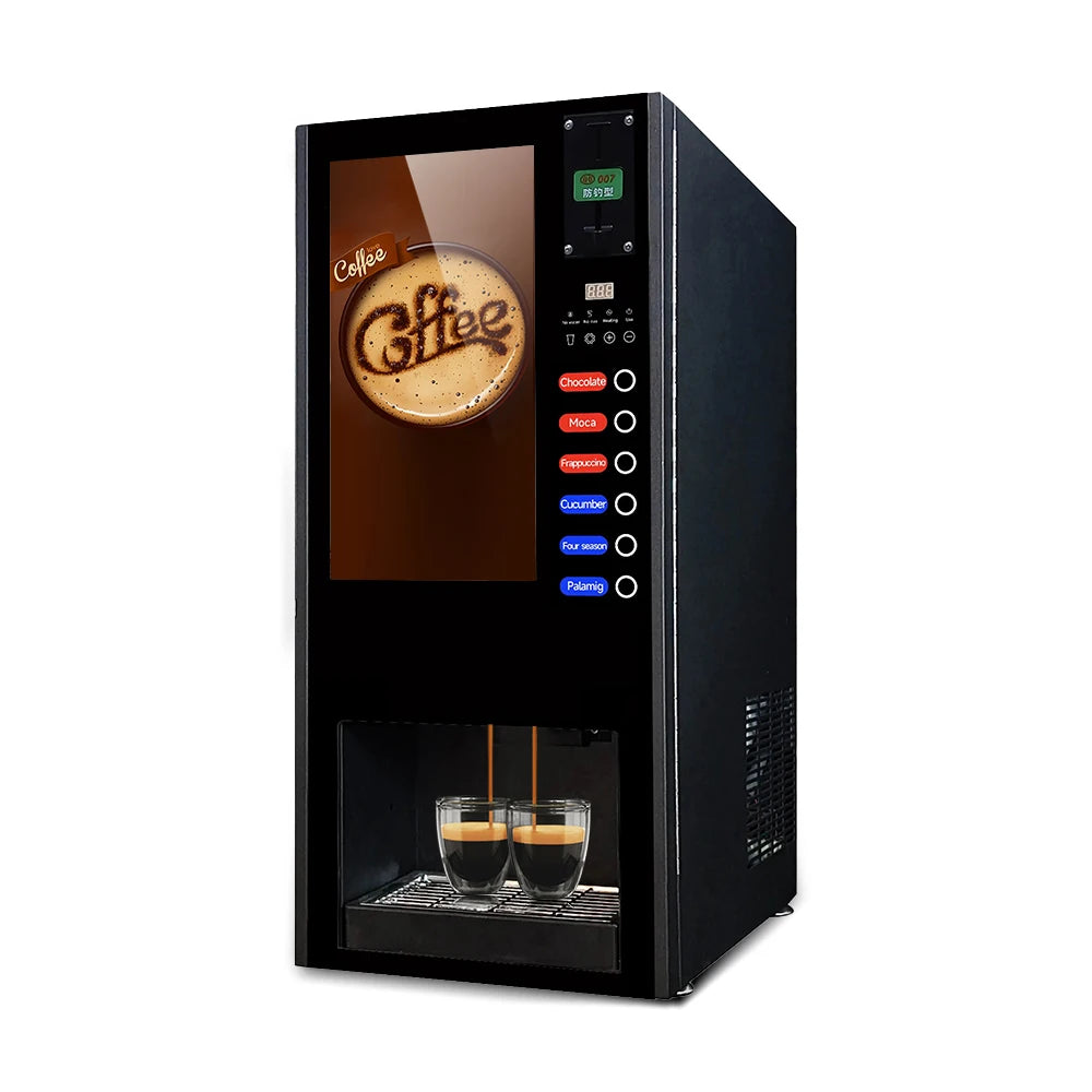 2025 High Quality Cafetera Electric Fully Automatic Kaffeemaschine Hot Commercial Coffee Vending Machine with Autometic Cup Drop