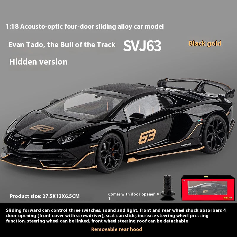 1:18 Lamborghini Aventador SVJ Hidden Edition Race King Supercar Legierung Druckguss Modell Auto Sound &amp; Licht Kinder Spielzeug Geschenk Präsentieren