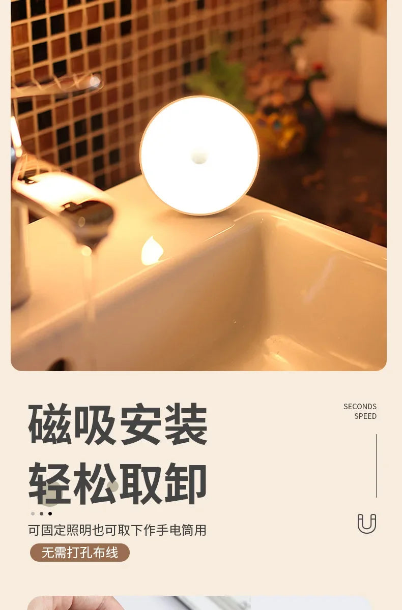 Motion Sensor LED Night Light USB Rechargeable Night Lamp For Kitchen Cabinet Wardrobe Lamp Staircase Wireless Closet Light