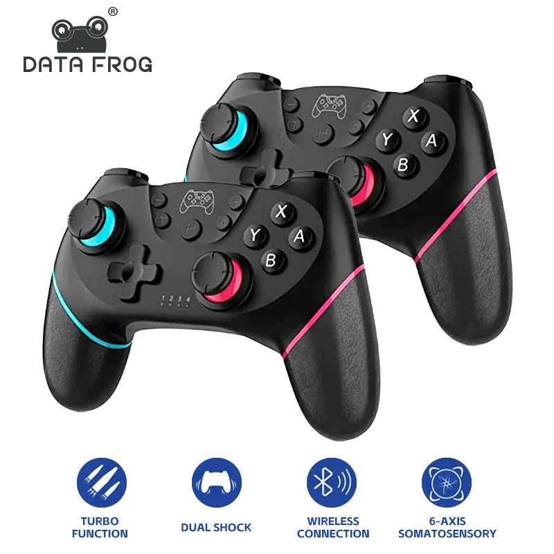 DATA FROG Wireless Controller Compatible-Nintendo Switch Adjustable Turbo with 6-Axis Vibration Gamepad For PC/NS Lite Console