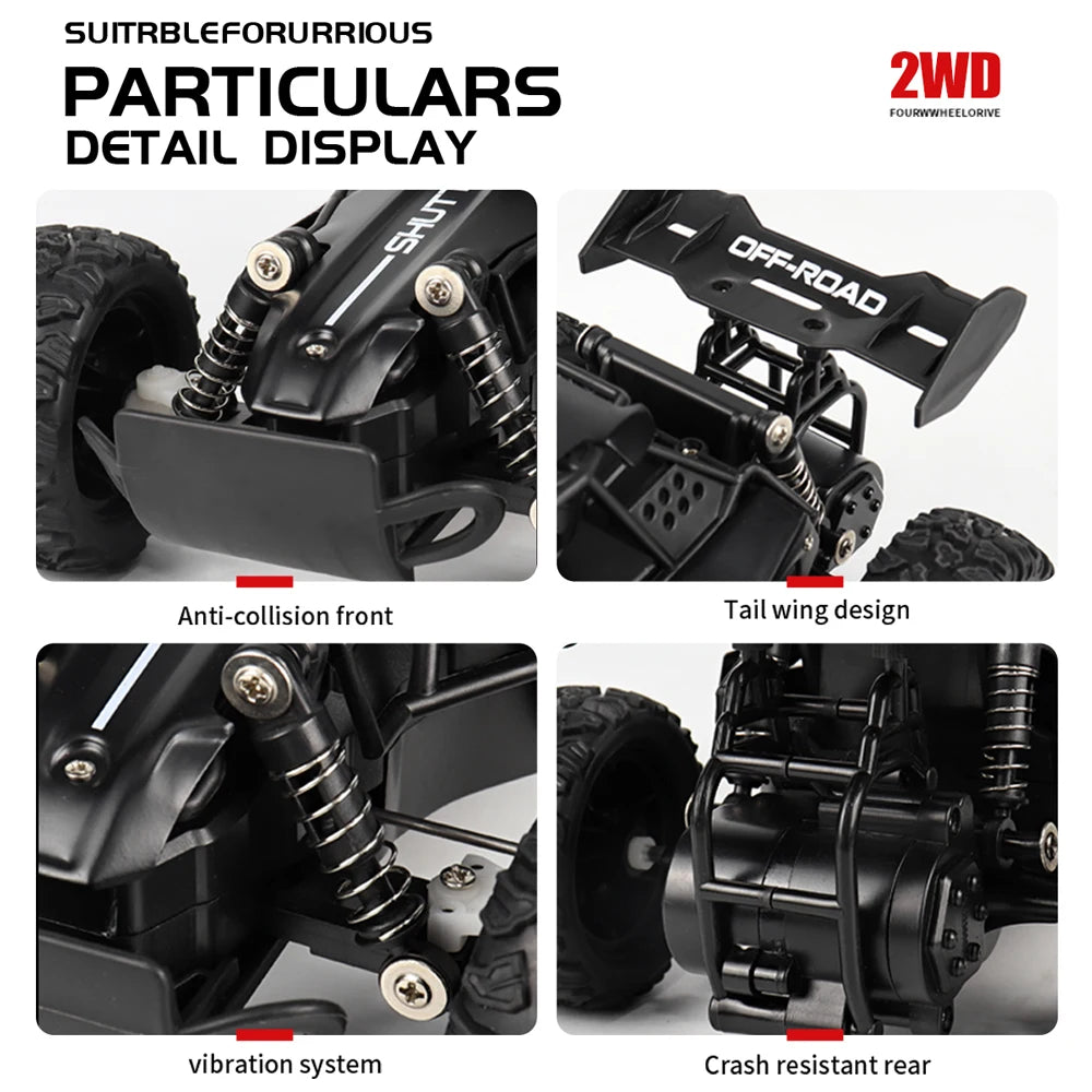 سيارة تحكم عن بعد جديدة بمقياس 1:16، دفع ثنائي، مزودة بإضاءة LED، تعمل بتردد 2.4 جيجاهرتز، سرعة عالية تصل إلى 20 كم/ساعة، مناسبة للطرق الوعرة والتسلق، هدية مثالية للأولاد والبنات والأطفال.