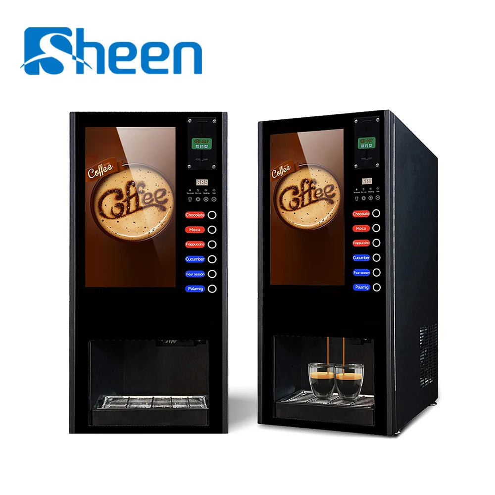 2025 High Quality Cafetera Electric Fully Automatic Kaffeemaschine Hot Commercial Coffee Vending Machine with Autometic Cup Drop