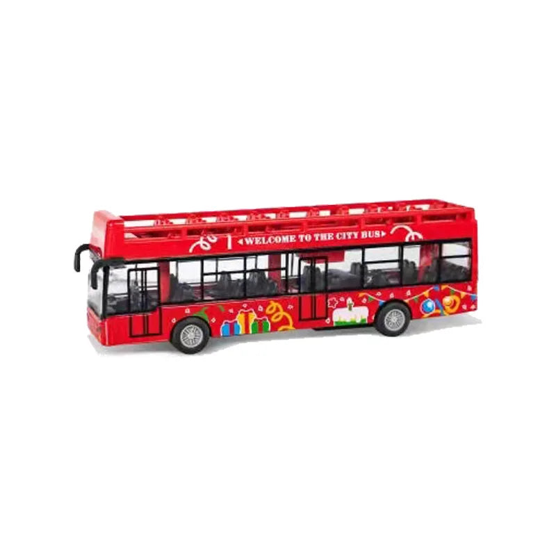 Alloy Car 15Cm Bus Model Diecast Double-Decker Pull Back Vehicle Children's Toy Car Bus Toy Car for Boys Girls Birthday Gifts