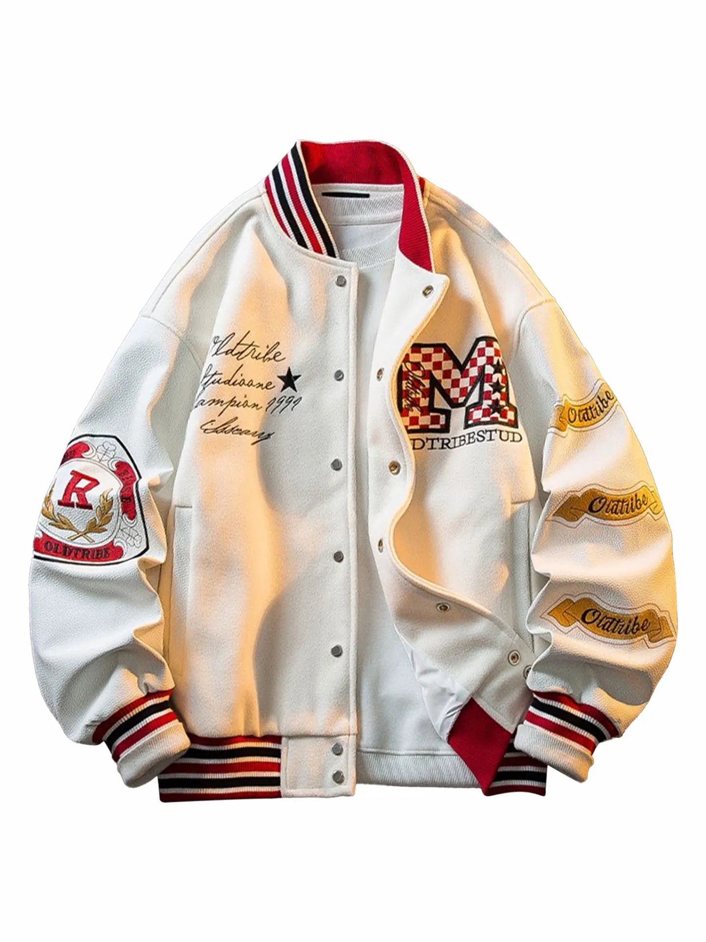 MUSONMU American Sle Embroidered Baseball Jaet Men's Loose Woolen Outerwear Casual Leather Coat for Autumn And Winter