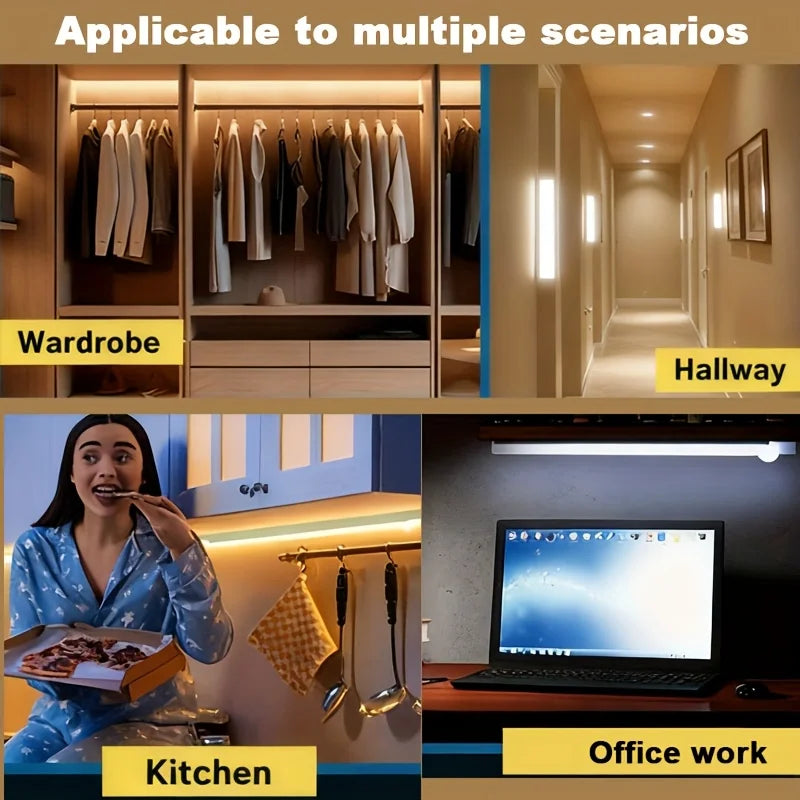 Motion Sensor Light Night LED Lamp USB Battery Wall For Home House Room Bedroom Kitchen Wireless Decor Indoor Bathroom