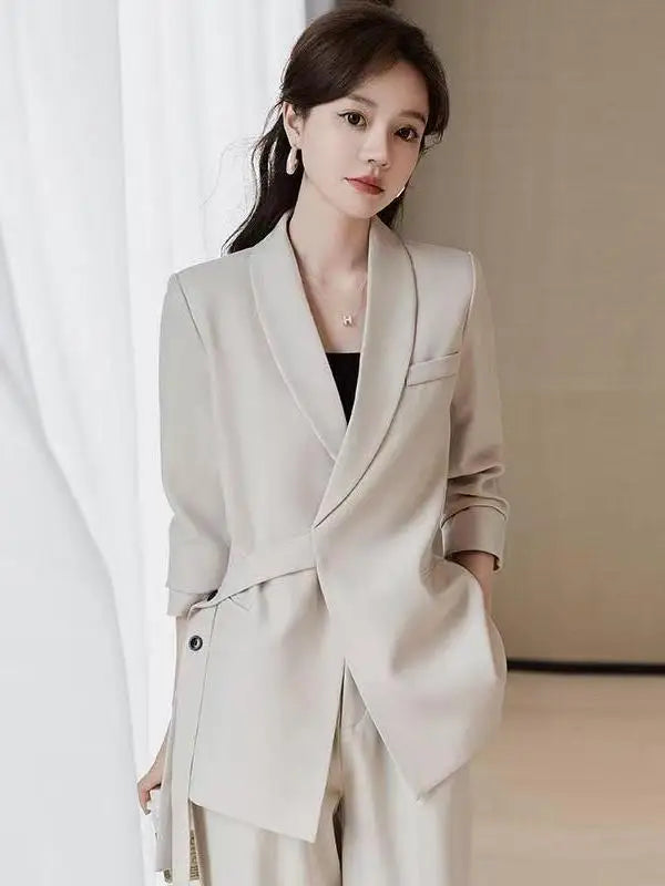 plus Size Faion Set Korean Sle High Waist Long Pants Slimming Outerwear Wide Leg Pants Two Piece Set Conceals Belly