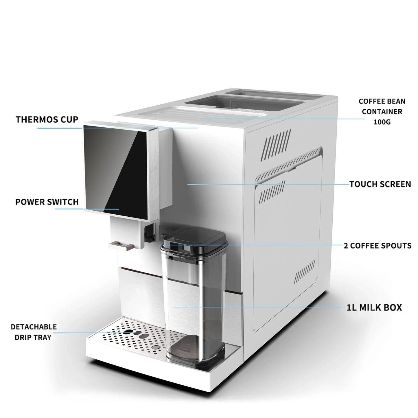 Vollautomatische Kaffeemaschine Fully Automatic Cafetera De Expreso 5.85" Touch Screen Cafetera Coffe Espresso Coffee Machine