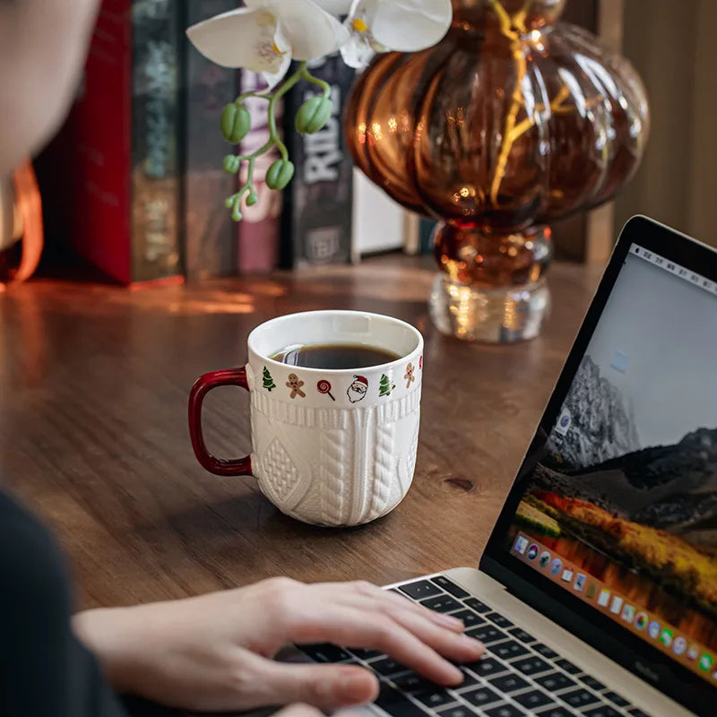 christmas ceramic woolen yarn mug cozy sweater mug cup