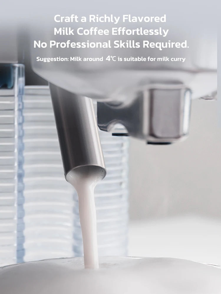 HiBREW 3-in-1 Halbautomatische Espressomaschine (Cappuccino, Latte Macchiato), Milchaufschäumer, Kaffeepulver, Edelstahl, H13A