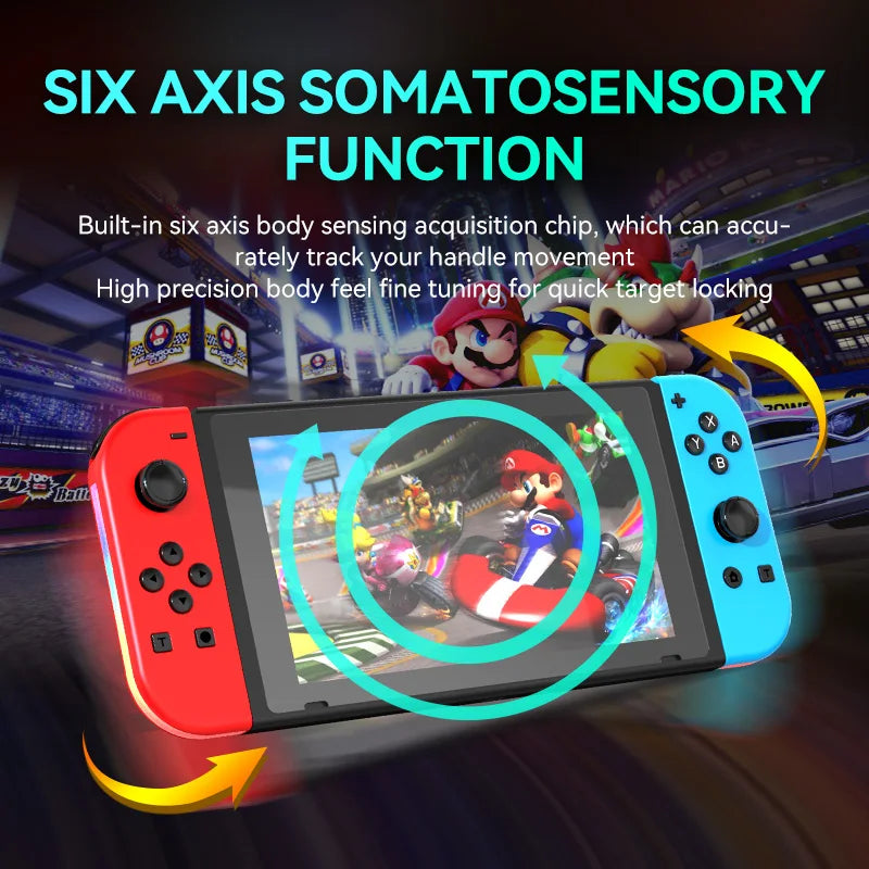 Controller for Swith Colorful RGB Light Game Controller (L/R) Wireless joycon for Nintendo Switch Oled  Dual Vibration/Motion