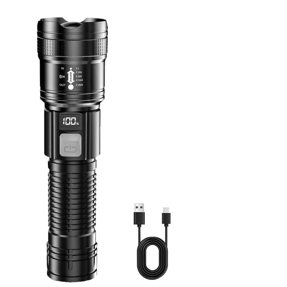 Super Bright Flashlight Built-in Battery Rechargeable LED Flashlights High Power Torch Lamp for Camping Lantern