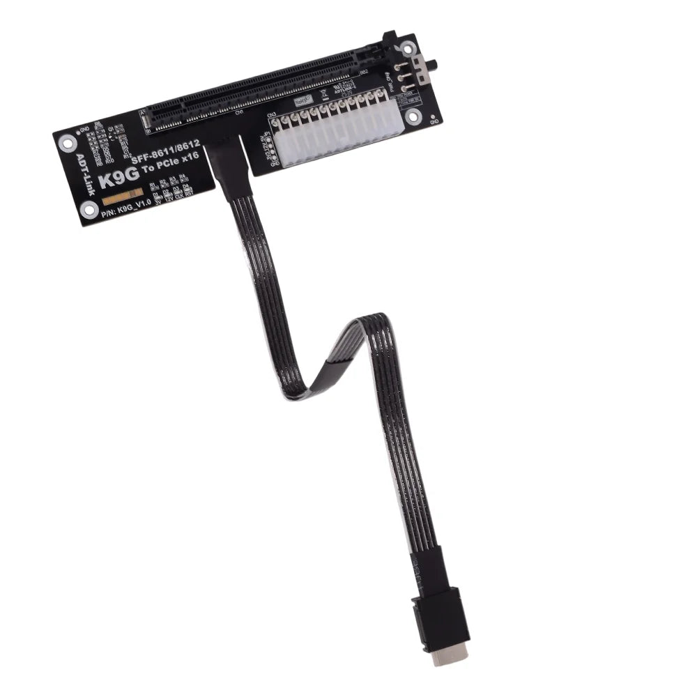 ADT New K9G OCuLink to PCI Express X16 Graphics Card GPU Dock PCIe 5.0 X4 128Gbps EGPU ATX Power Bracket M.2 SFF-8612 & SFF-8611