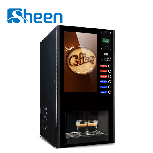 2025 High Quality Cafetera Electric Fully Automatic Kaffeemaschine Hot Commercial Coffee Vending Machine with Autometic Cup Drop