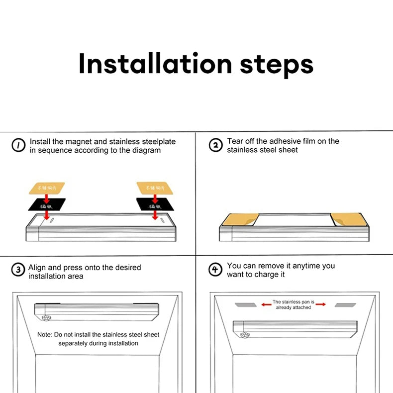 LED Motion Sensor Light USB Rechargeable Night Light Portable Cordless Magnetic Cabinet Lamp for Kitchen Room Bedside Staircase