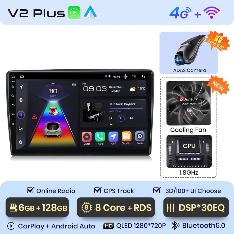 Junsun V1 Plus Car Radio For Citroen C5 2008 - 2017 wireless CarPlay Android Auto car intelligent systems No 2 din 2din DVD
