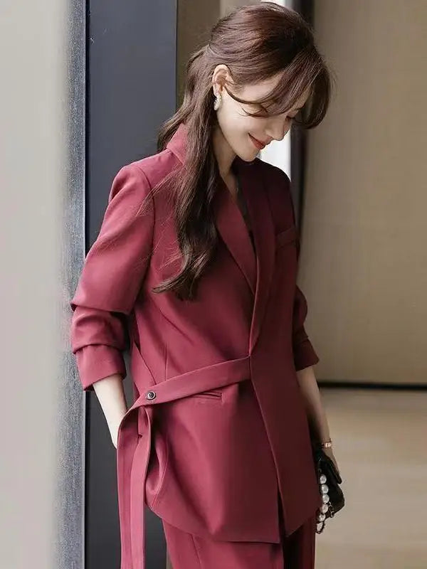 plus Size Faion Set Korean Sle High Waist Long Pants Slimming Outerwear Wide Leg Pants Two Piece Set Conceals Belly