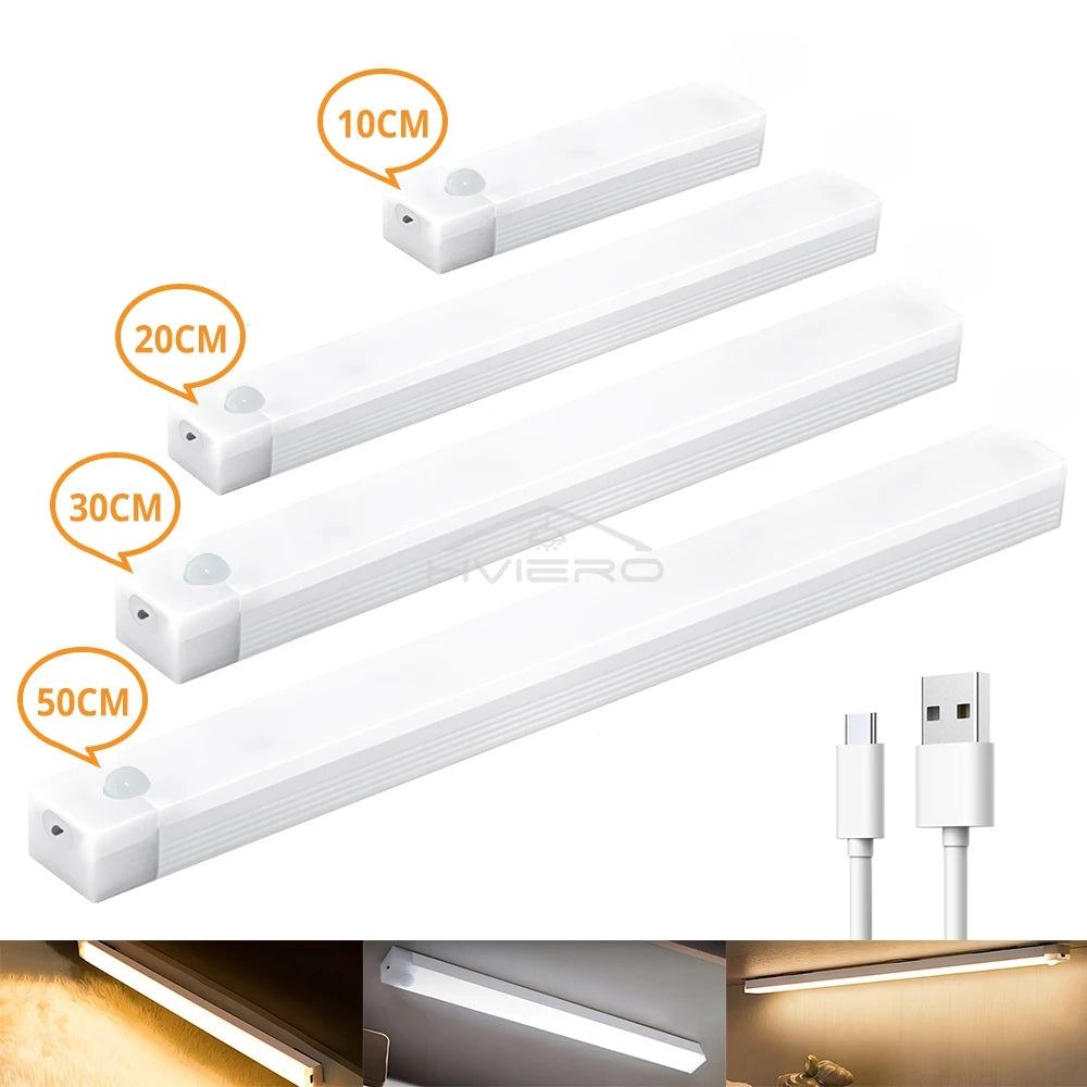 Motion Sensor Night Lights Wireless LED Lamp USB Rechargeable Magnetic For Wardrobe Room Closet Kitchen Aisle Tube Detector Bulb