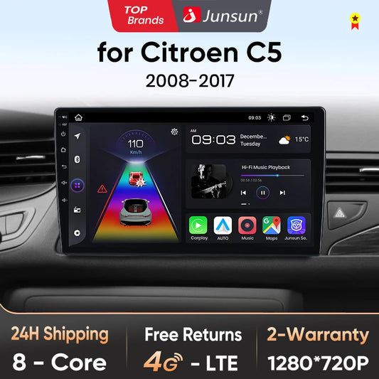 Junsun V1 Plus Car Radio For Citroen C5 2008 - 2017 wireless CarPlay Android Auto car intelligent systems No 2 din 2din DVD