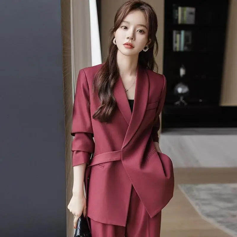 plus Size Faion Set Korean Sle High Waist Long Pants Slimming Outerwear Wide Leg Pants Two Piece Set Conceals Belly