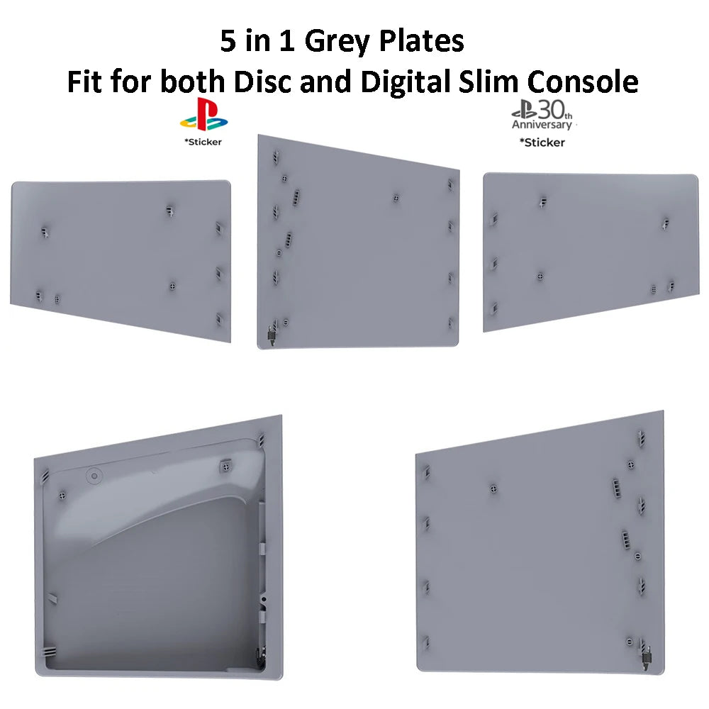 Limited Edition Grey Custom Replacement Faceplates with Logo Skin &30th Anniversary Sticker ABS Cover Shell For PS5 Slim Console