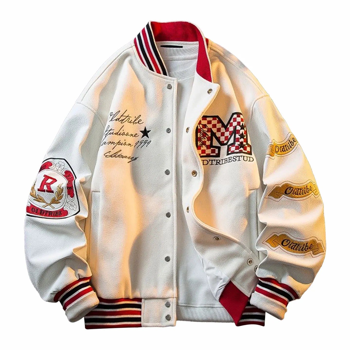 MUSONMU American Sle Embroidered Baseball Jaet Men's Loose Woolen Outerwear Casual Leather Coat for Autumn And Winter