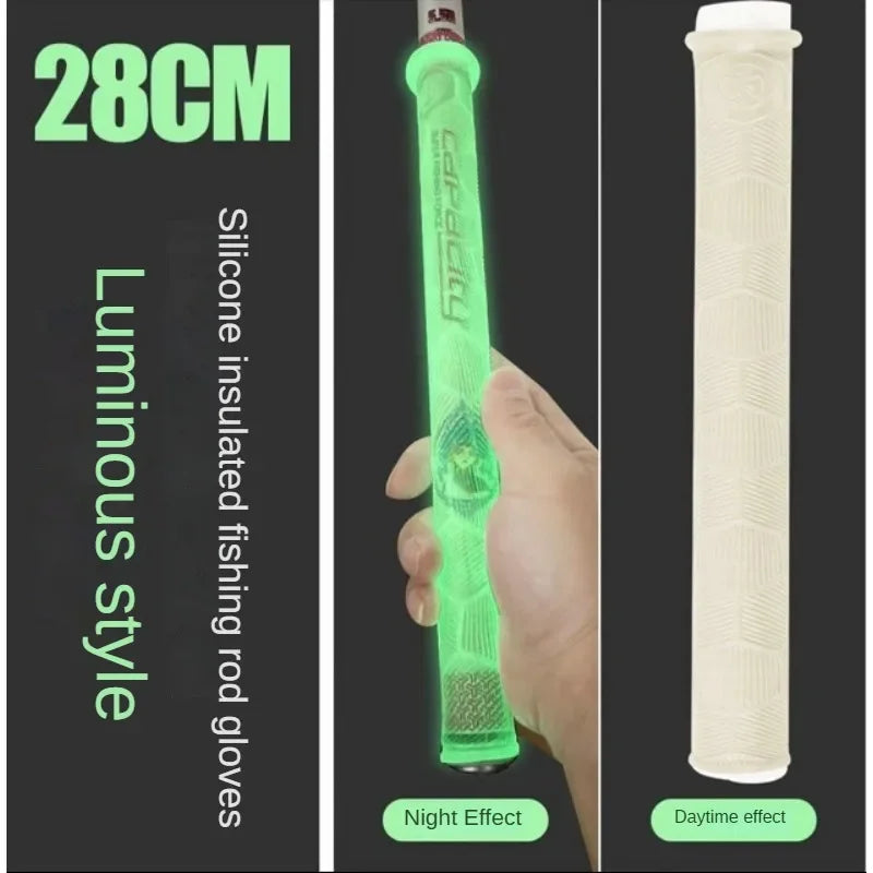 28cm Fishing Rod Silicone Grip Anti-Slip Sweat-Absorbing Wrap Strap Fishing Rod Tennis Racket Handle Covers Tackle Tools