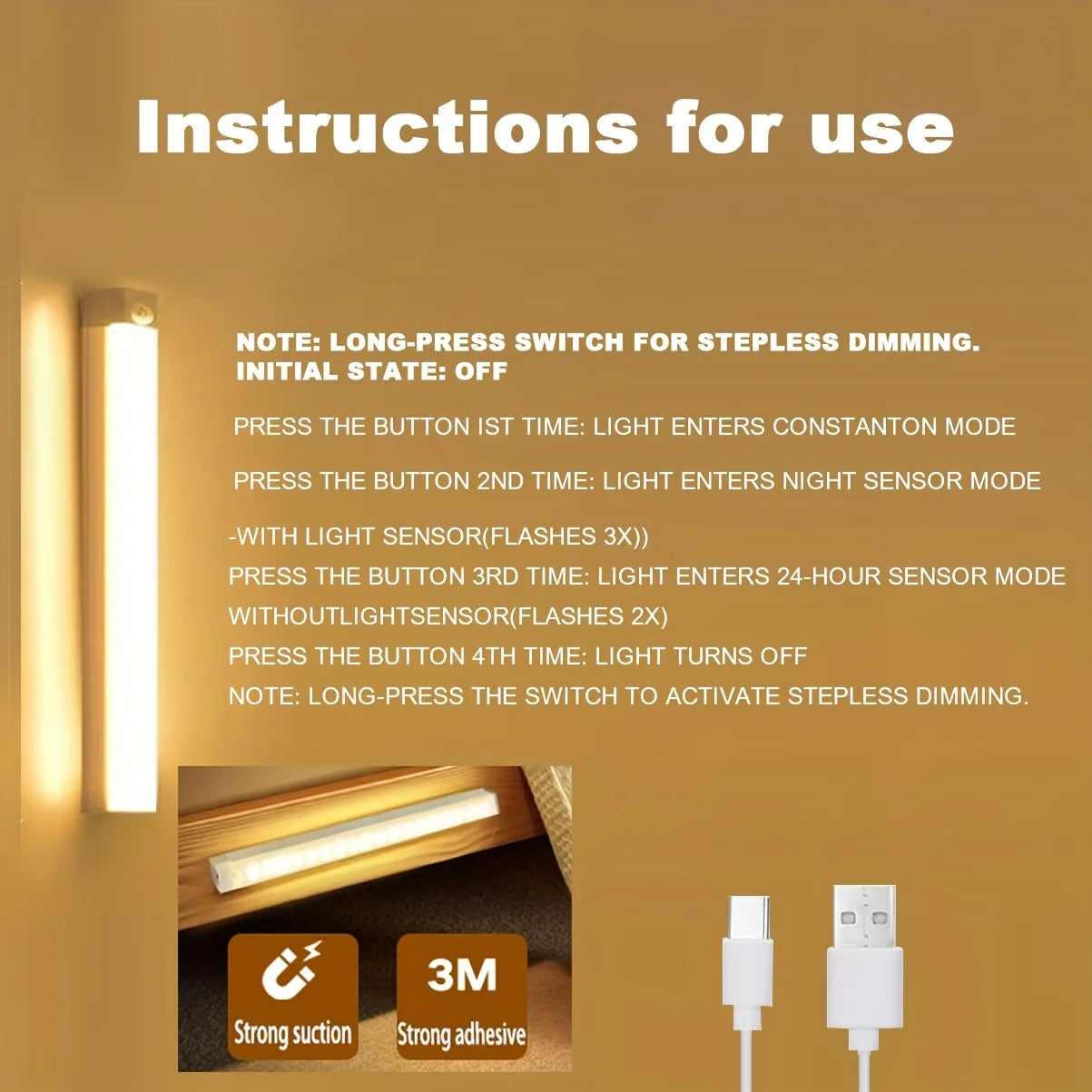 Motion Sensor Light Night LED Lamp USB Battery Wall For Home House Room Bedroom Kitchen Wireless Decor Indoor Bathroom