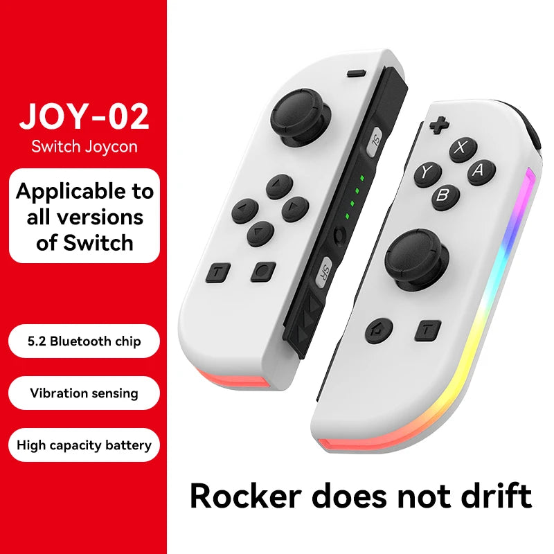 Controller for Swith Colorful RGB Light Game Controller (L/R) Wireless joycon for Nintendo Switch Oled  Dual Vibration/Motion