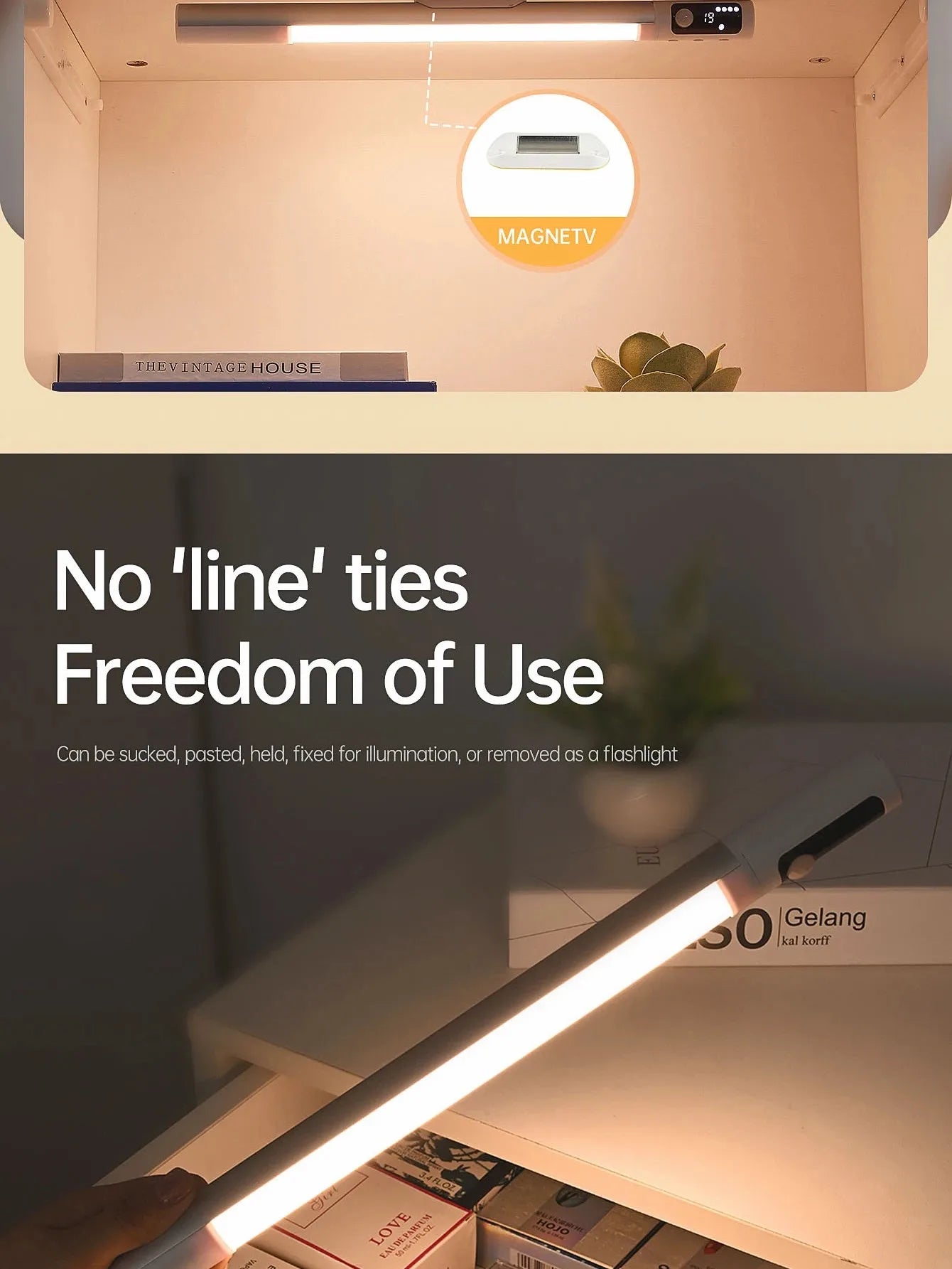 Motion Sensor Light LED Digital Display Night Light Desk Lamp USB Rechargeable Cabinet Lights For Kitchen Bedroom Wardrobe Light