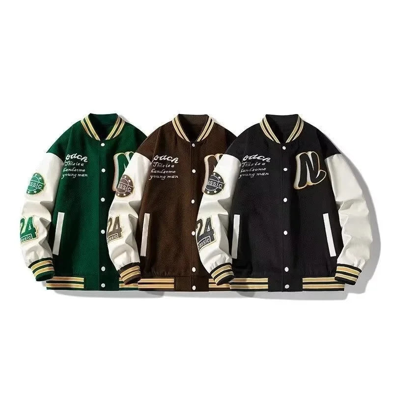 Stylish Patchwork Jacket New Style Baseball Uniform Trendy Men's Spring Autumn Couple's Attractive Hong Kong Style Top
