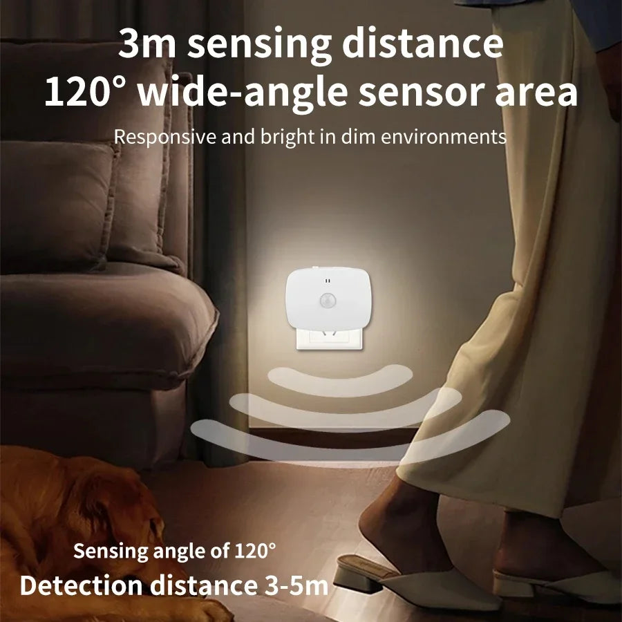 Motion Sensor Led Night Light EU US Plug Infrared Smart Sensor Wall Lamp Bedroom Toilet Hallway Kitchen Kid Nightlight 220V 110V