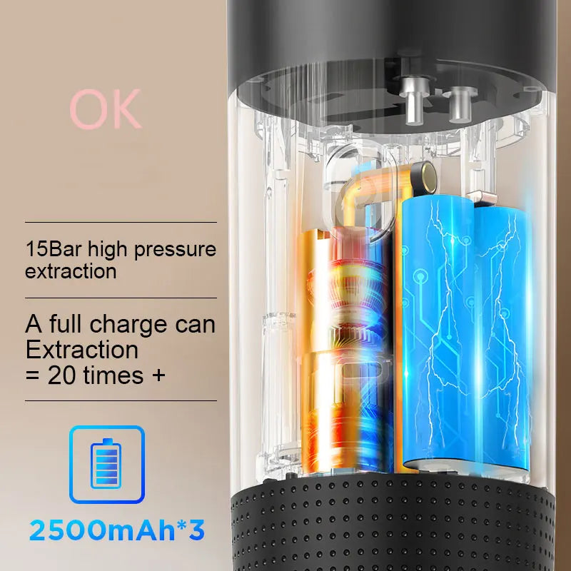 ماكينة قهوة محمولة تعمل بالكبسولات، ماكينة قهوة إيطالية مركزة تعمل بالكهرباء، صغيرة الحجم، لاسلكية، بمضخة تسخين، تعمل بالضغط.