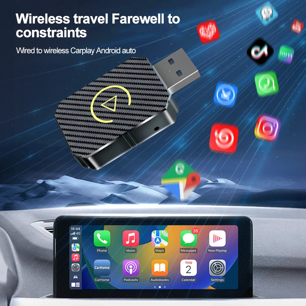 NEW Wireless CarPlay Android Auto Adapter Wired to Wireless 2 in 1 Mini Car Ai Box for Audi Toyota VW Peugeot plug and paly