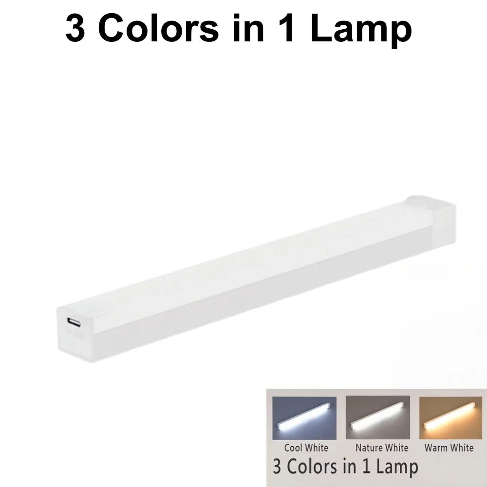 LED Motion Sensor Light USB Rechargeable Night Light Portable Cordless Magnetic Cabinet Lamp for Kitchen Room Bedside Staircase