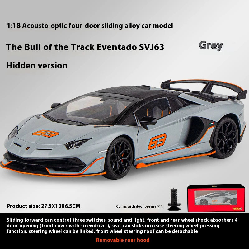 1:18 Lamborghini Aventador SVJ Hidden Edition Race King Supercar Legierung Druckguss Modell Auto Sound &amp; Licht Kinder Spielzeug Geschenk Präsentieren
