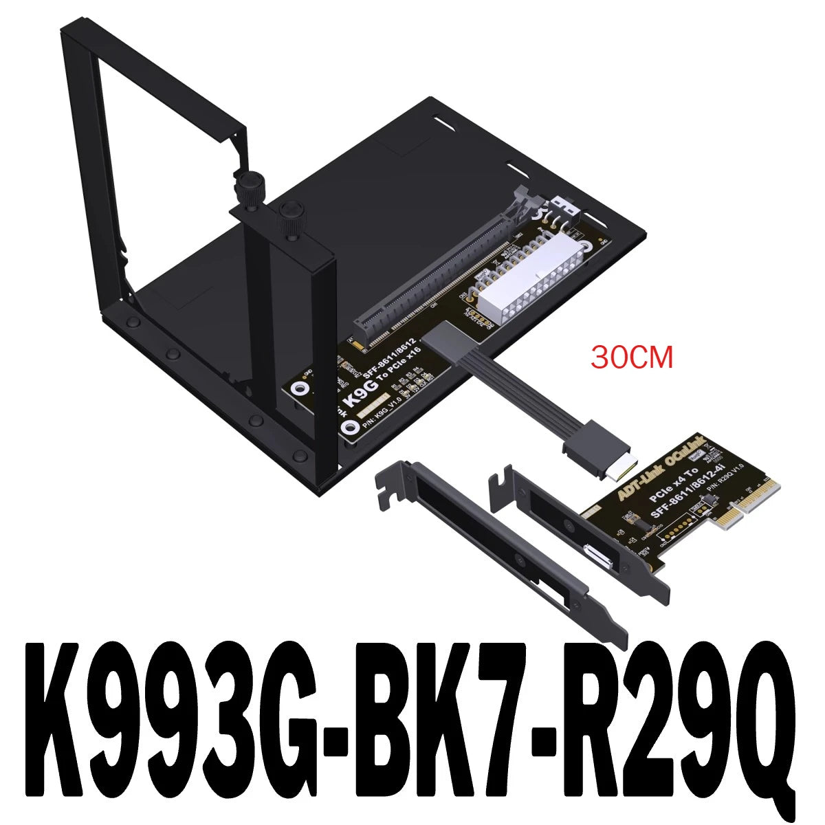 ADT New K9G OCuLink to PCI Express X16 Graphics Card GPU Dock PCIe 5.0 X4 128Gbps EGPU ATX Power Bracket M.2 SFF-8612 & SFF-8611