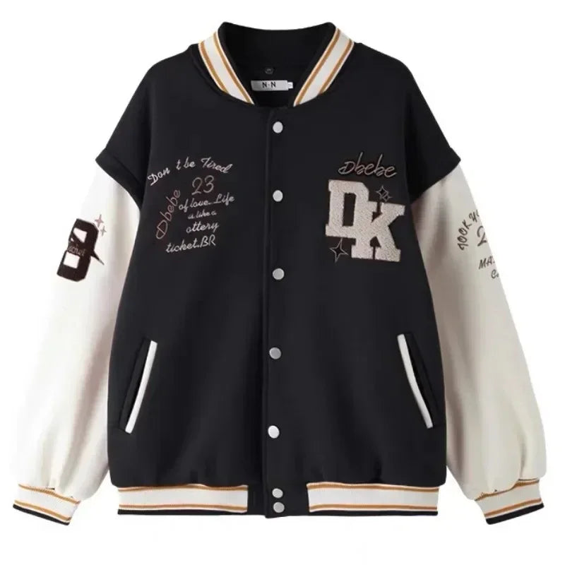 American Letter Embroidery Pattern Rhinestone High Quality Jacket And Coat Men Y2K New Street Hip Hop Vintage Baseball Uniform